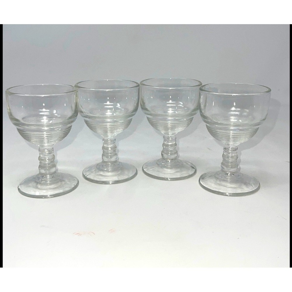 Set of 4 Vintage Beehive clear petite Sherry Gimlet stemmed Glasses - Picture 1 of 8